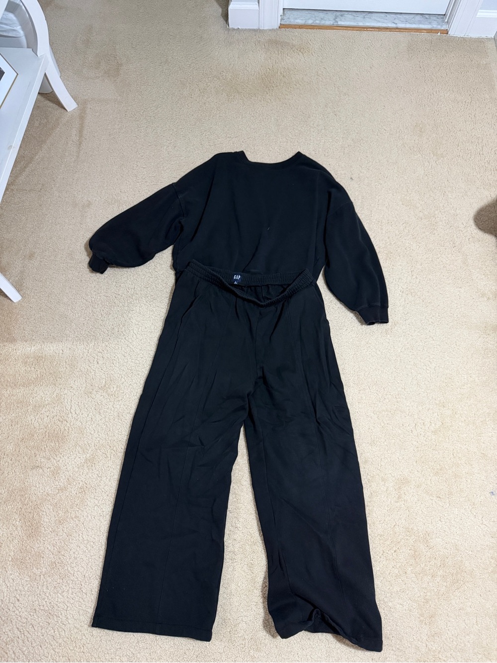 GAP Black Long-Sleeve Wide-Leg Jumpsuit